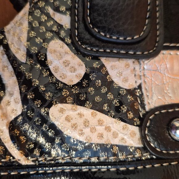 D-Fusion muti-pattern Animal Print Patch Work Shoulder handbag purse - Picture 14 of 16